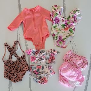 Girls Floral & Pink Swim Bundle! Size 0-3 3-6 6 Month